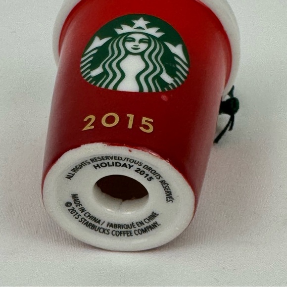Christmas Starbucks Ornament 2015 Red Ceramic Coffee Cup Holidays - Picture 3 of 3